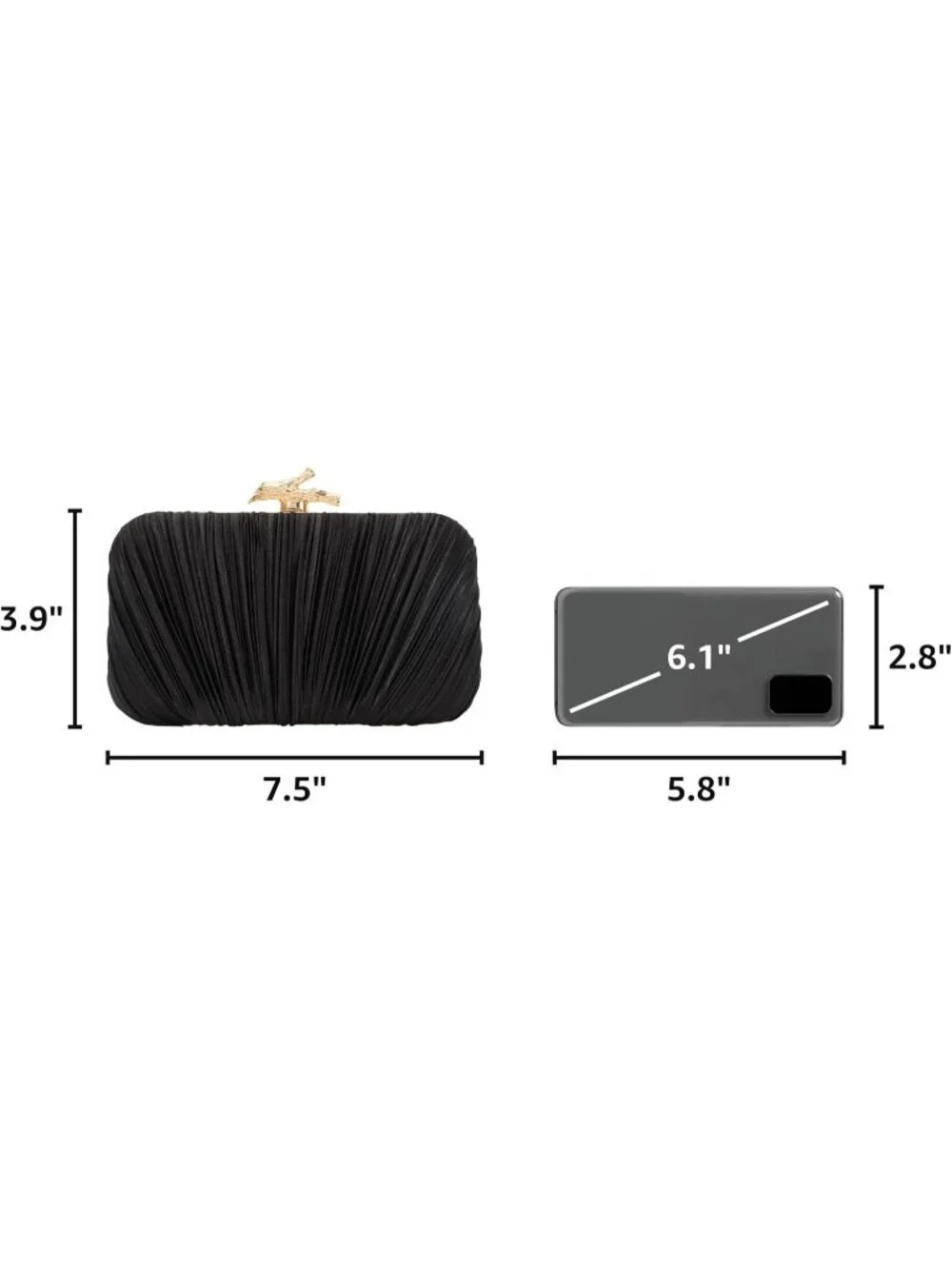 👜 Women's Black Evening Bag Pleated Clutch Bag with Chain for Wedding Party